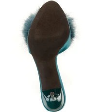 Jeffrey Campbell Shopaholic Satin Faux Fur Pom-Pom Ornament Dress Slide Sandals