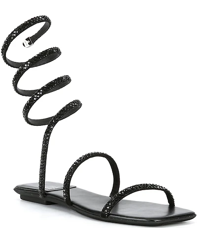 Jeffrey Campbell Slinked Rhinestone Ankle Wrap Flat Sandals