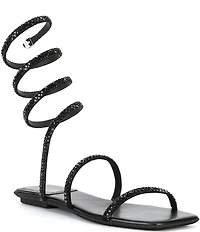 Jeffrey Campbell Slinked Rhinestone Ankle Wrap Flat Sandals