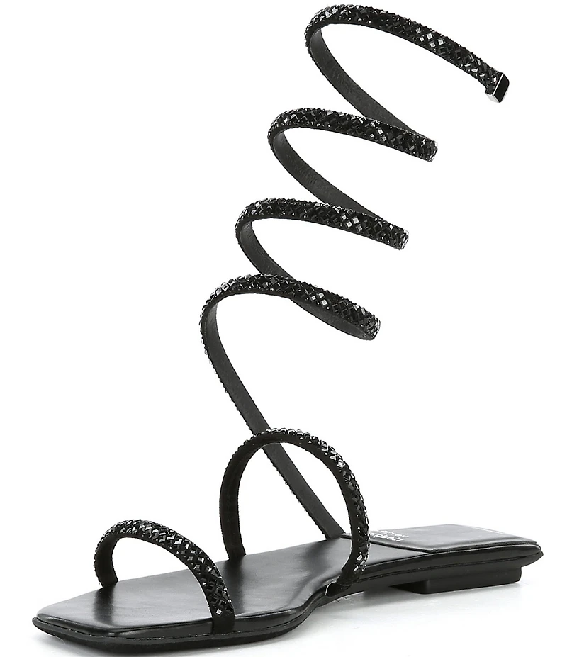 Jeffrey Campbell Slinked Rhinestone Ankle Wrap Flat Sandals