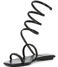 Jeffrey Campbell Slinked Rhinestone Ankle Wrap Flat Sandals