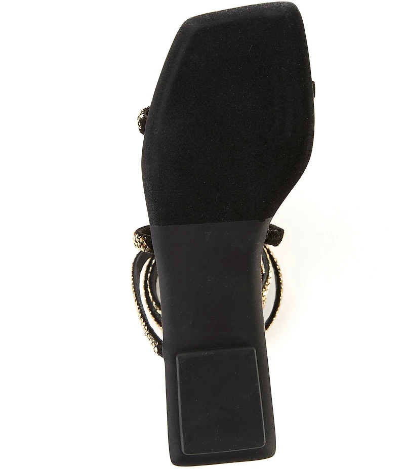 Jeffrey Campbell Slinked Rhinestone Cheetah Print Ankle Wrap Flat Sandals