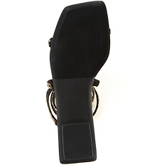 Jeffrey Campbell Slinked Rhinestone Cheetah Print Ankle Wrap Flat Sandals