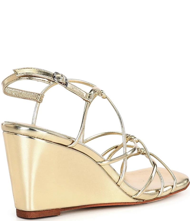 Jeffrey Campbell Socialz Metallic Leather Strappy Wedge Sandals