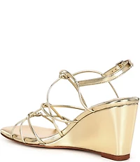 Jeffrey Campbell Socialz Metallic Leather Strappy Wedge Sandals