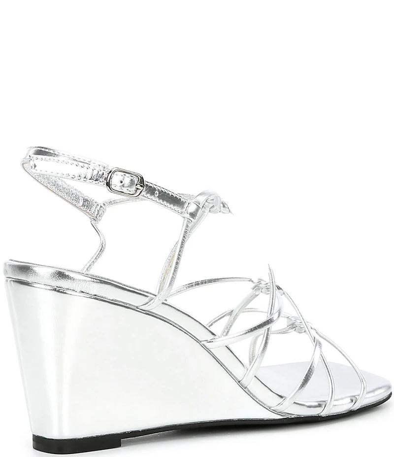 Jeffrey Campbell Socialz Metallic Leather Strappy Wedge Sandals
