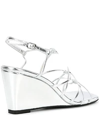 Jeffrey Campbell Socialz Metallic Leather Strappy Wedge Sandals