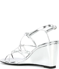 Jeffrey Campbell Socialz Metallic Leather Strappy Wedge Sandals