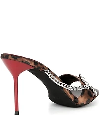 Jeffrey Campbell Soire-O Satin Cheetah Print Star Chain Hardware Dress Sandals