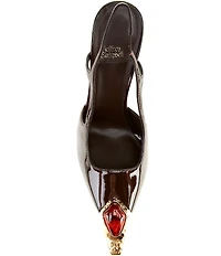 Jeffrey Campbell Sorcerer Patent Leather Jeweled Cap Toe Slingback Pumps