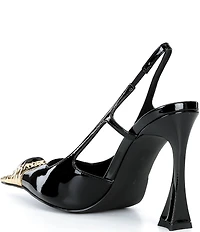 Jeffrey Campbell Sorcerer Patent Leather Jeweled Cap Toe Slingback Pumps