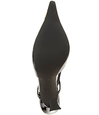 Jeffrey Campbell Sorcerer Patent Leather Jeweled Cap Toe Slingback Pumps