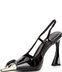 Jeffrey Campbell Sorcerer Patent Leather Jeweled Cap Toe Slingback Pumps