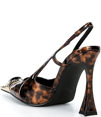 Jeffrey Campbell Sorcerer Tortoise Patent Leather Jeweled Cap Toe Slingback Pumps