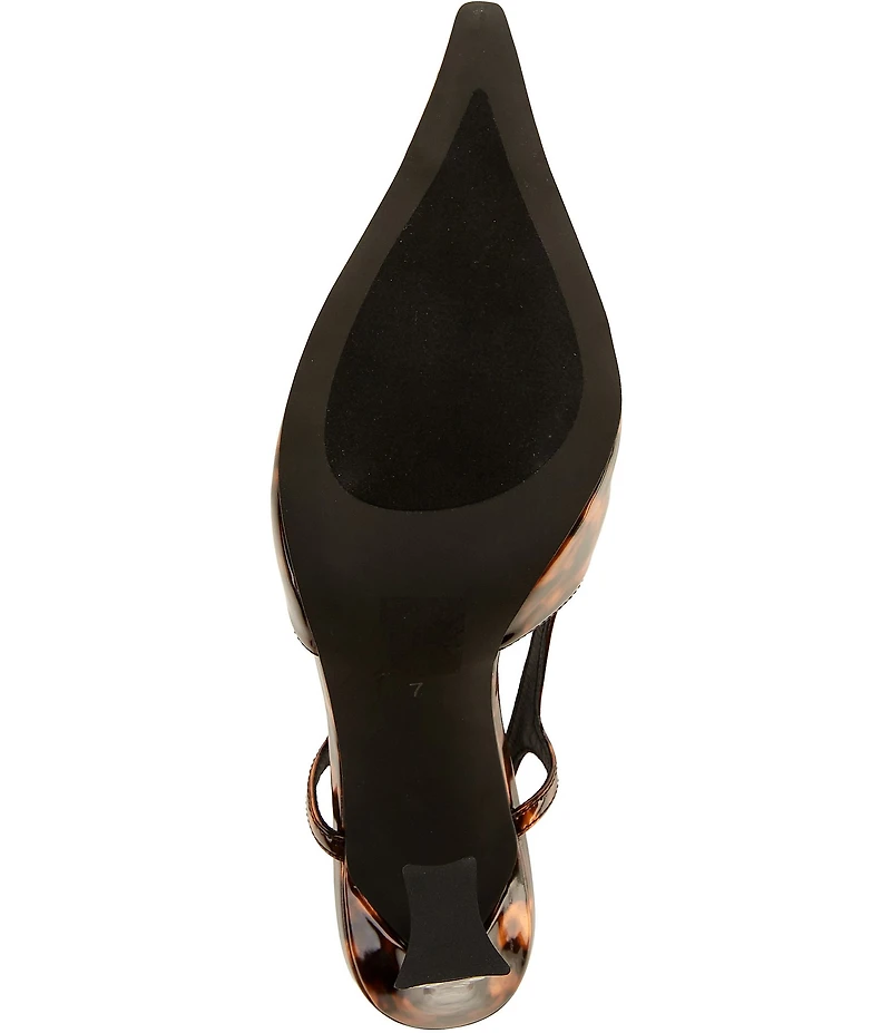 Jeffrey Campbell Sorcerer Tortoise Patent Leather Jeweled Cap Toe Slingback Pumps