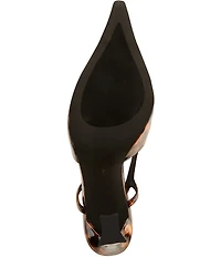 Jeffrey Campbell Sorcerer Tortoise Patent Leather Jeweled Cap Toe Slingback Pumps