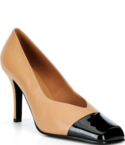 Jeffrey Campbell Sound Leather Square Patent Cap Toe Pumps