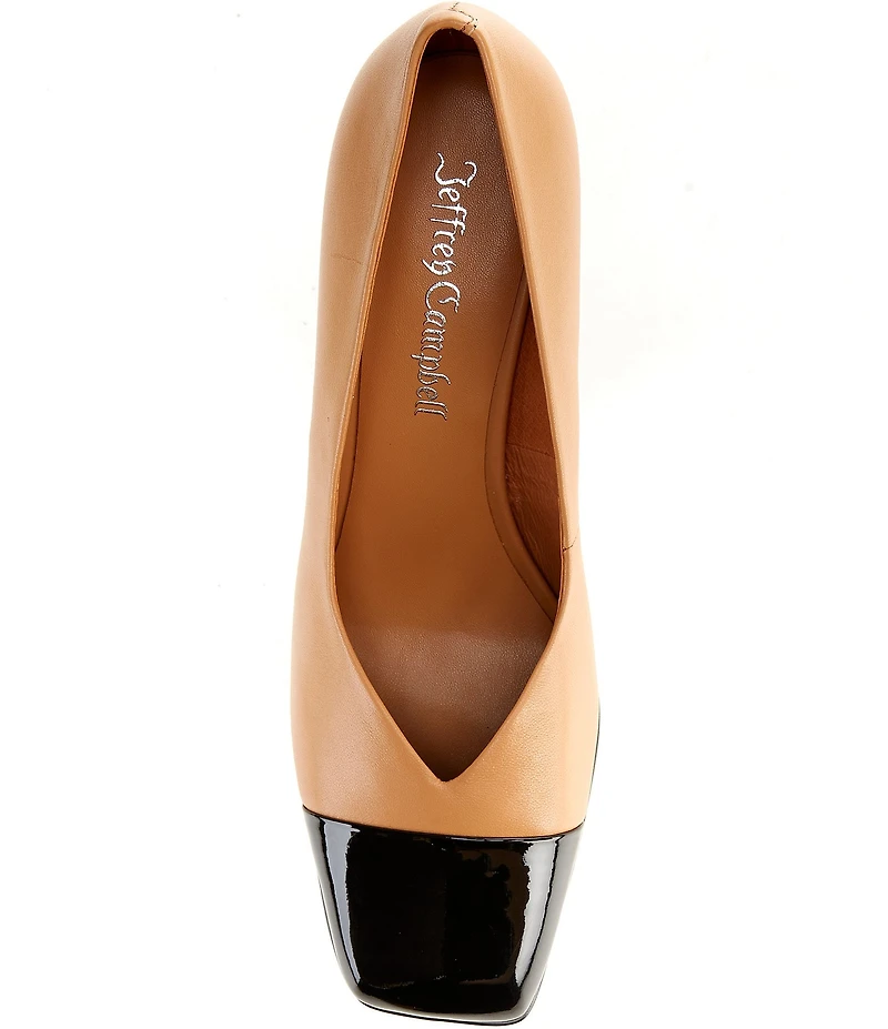 Jeffrey Campbell Sound Leather Square Patent Cap Toe Pumps