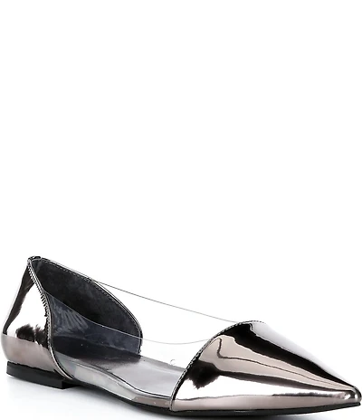 Jeffrey Campbell Stealthy Patent Leather Clear Side Pointed Toe Flats