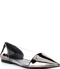 Jeffrey Campbell Stealthy Patent Leather Clear Side Pointed Toe Flats