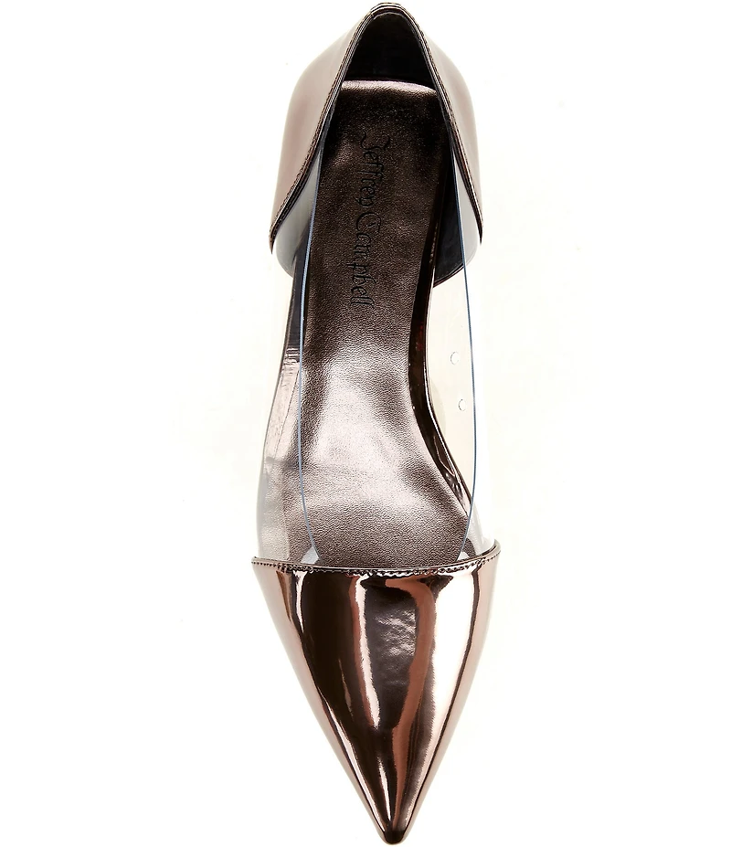 Jeffrey Campbell Stealthy Patent Leather Clear Side Pointed Toe Flats