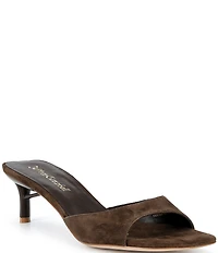 Jeffrey Campbell Cocoa Suede Slip On Kitten Heel Sandals