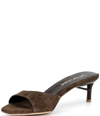 Jeffrey Campbell Cocoa Suede Slip On Kitten Heel Sandals