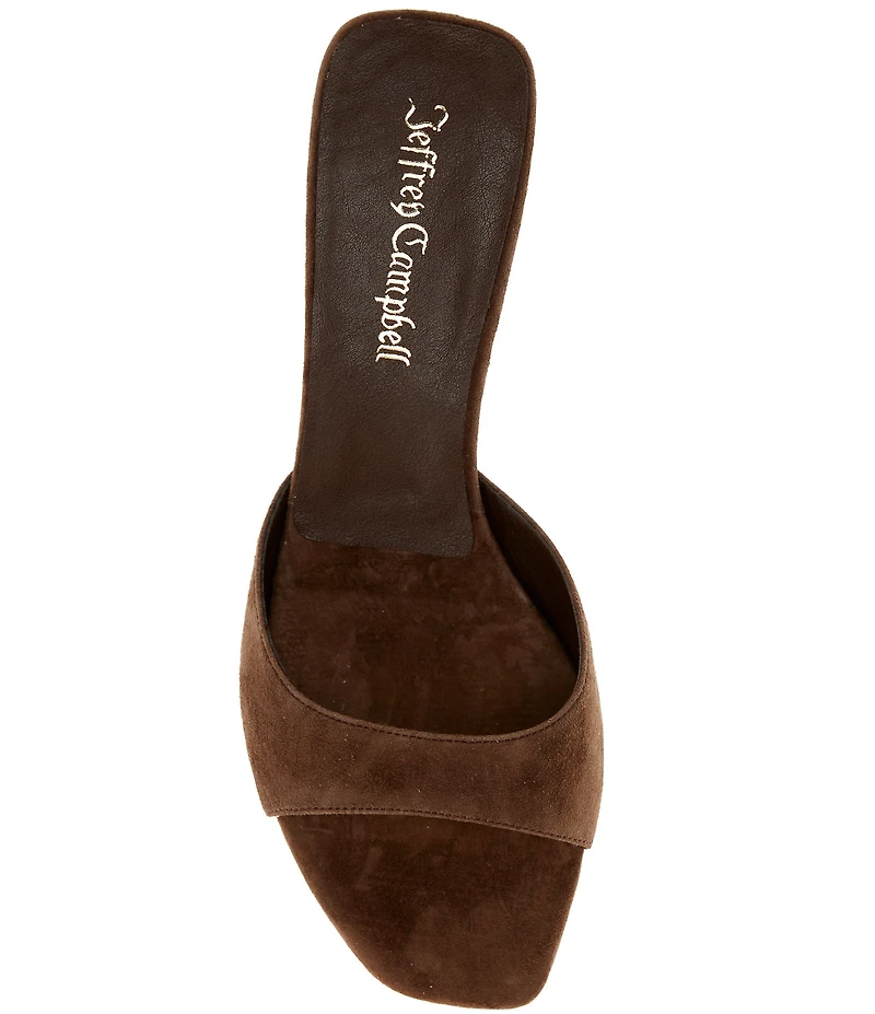 Jeffrey Campbell Cocoa Suede Slip On Kitten Heel Sandals