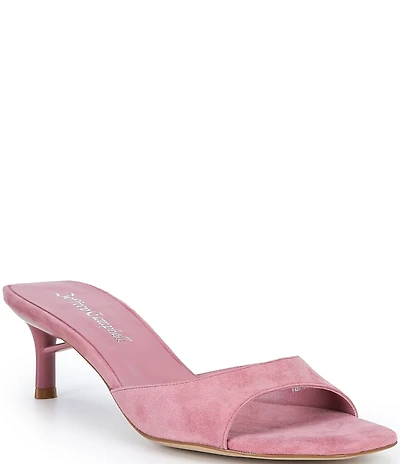 Jeffrey Campbell Cocoa Suede Slip On Kitten Heel Sandals