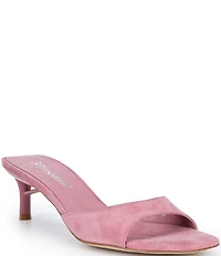 Jeffrey Campbell Cocoa Suede Slip On Kitten Heel Sandals
