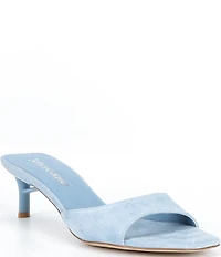 Jeffrey Campbell Cocoa Suede Slip On Kitten Heel Sandals