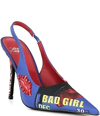 Jeffrey Campbell Surpass Bad Girl Print Slingback Pumps