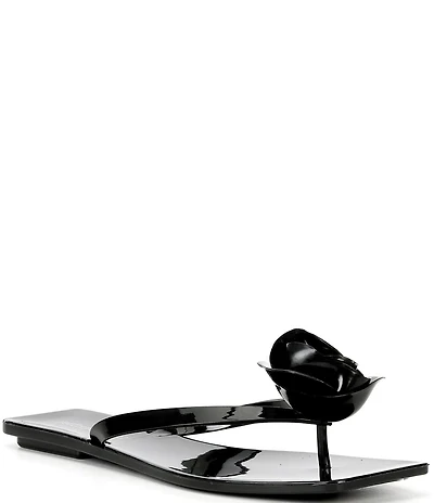 Jeffrey Campbell Sweeten Rose Ornament Glossy Jelly Thong Sandals