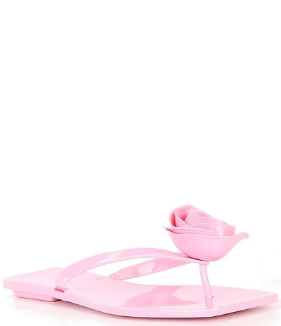 Jeffrey Campbell Sweeten Rose Ornament Jelly Thong Sandals