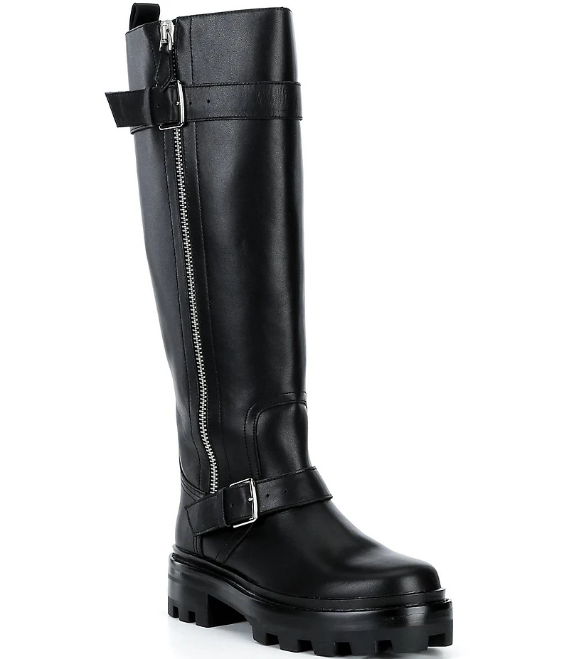 Jeffrey Campbell Sybill Leather Moto Tall Boots