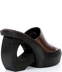 Jeffrey Campbell The-Idol Leather Wood Cut-Out Wedge Platform Slide Sandals