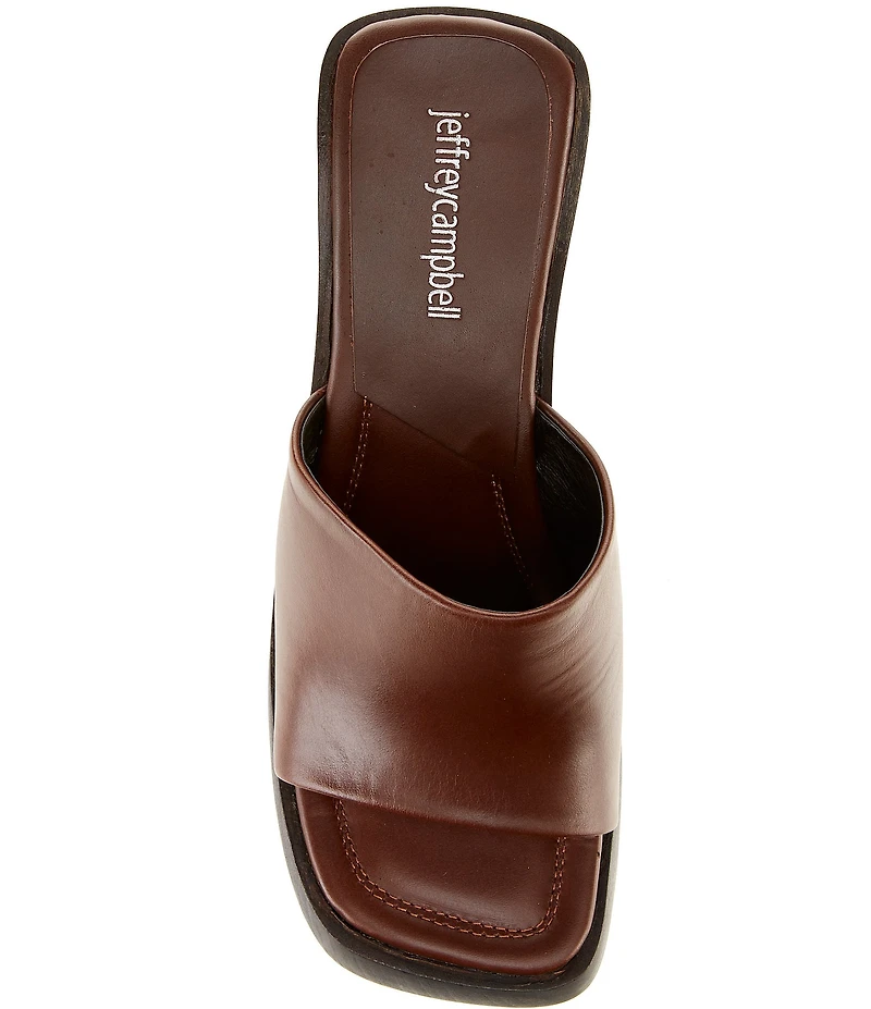 Jeffrey Campbell The-Idol Leather Wood Cut-Out Wedge Platform Slide Sandals