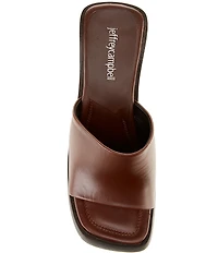 Jeffrey Campbell The-Idol Leather Wood Cut-Out Wedge Platform Slide Sandals