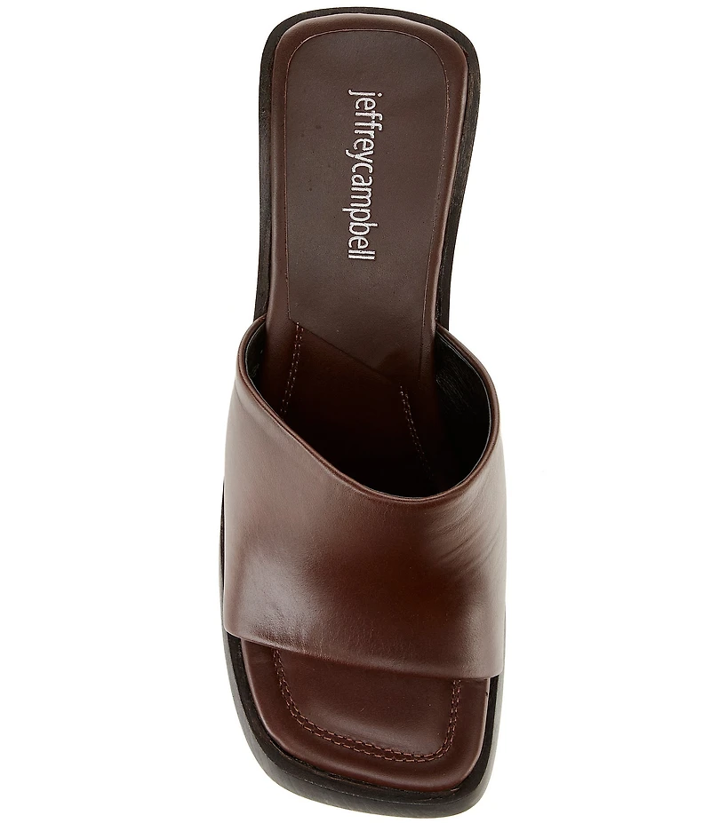 Jeffrey Campbell The-Idol Leather Wood Cut-Out Wedge Platform Slide Sandals