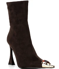 Jeffrey Campbell The Stone Jewel Ornamented Cap Toe Mid Calf Boots