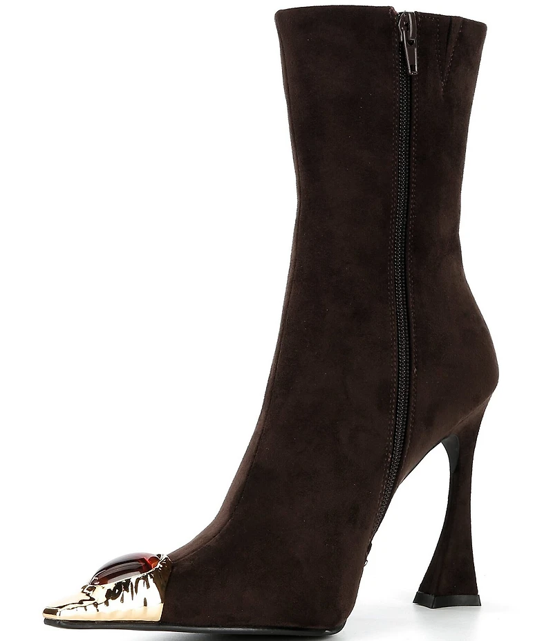 Jeffrey Campbell The Stone Jewel Ornamented Cap Toe Mid Calf Boots