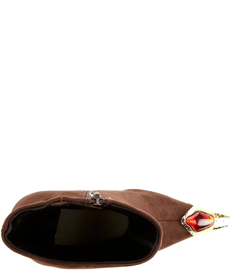 Jeffrey Campbell The Stone Jewel Ornamented Cap Toe Mid Calf Boots