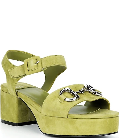 Jeffrey Campbell Timeless Suede Block Heel Platform Bit Buckle Sandals