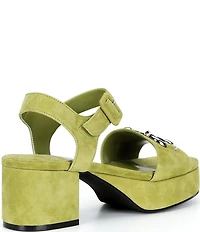 Jeffrey Campbell Timeless Suede Block Heel Platform Bit Buckle Sandals