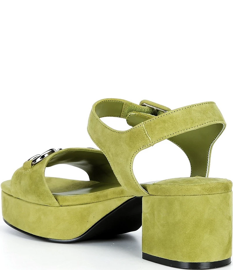 Jeffrey Campbell Timeless Suede Block Heel Platform Bit Buckle Sandals