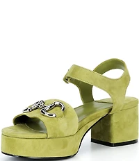Jeffrey Campbell Timeless Suede Block Heel Platform Bit Buckle Sandals