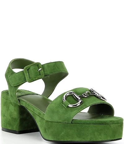 Jeffrey Campbell Timeless Suede Block Heel Platform Bit Buckle Sandals