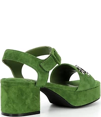 Jeffrey Campbell Timeless Suede Block Heel Platform Bit Buckle Sandals