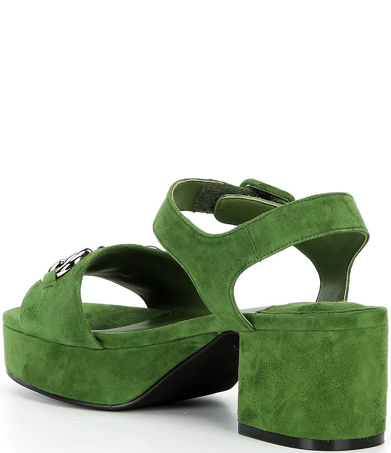 Jeffrey Campbell Timeless Suede Block Heel Platform Bit Buckle Sandals