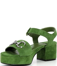 Jeffrey Campbell Timeless Suede Block Heel Platform Bit Buckle Sandals